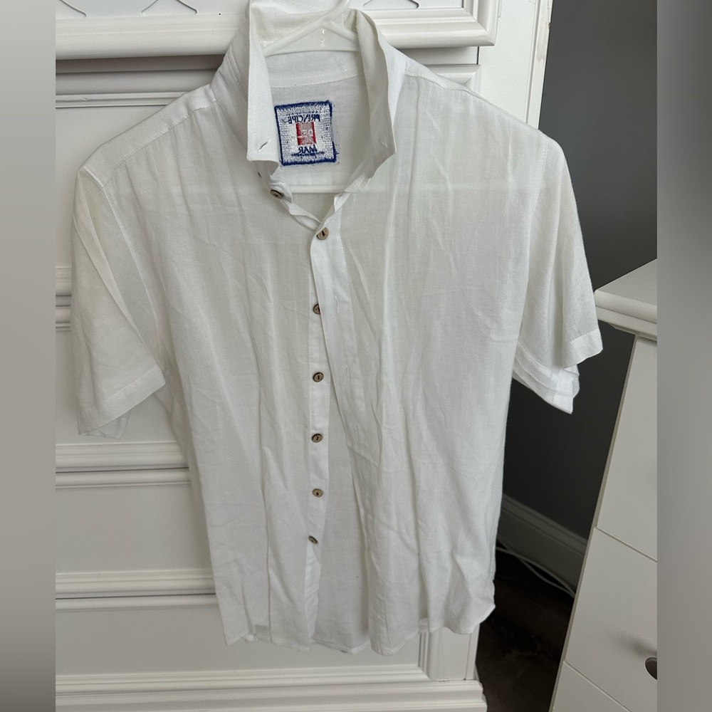 Principe Del Mar Men’s Short Sleeve White Linen Top